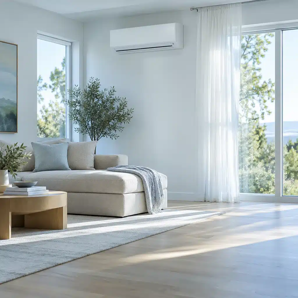 A ductless mini-split cooling a bright living room
